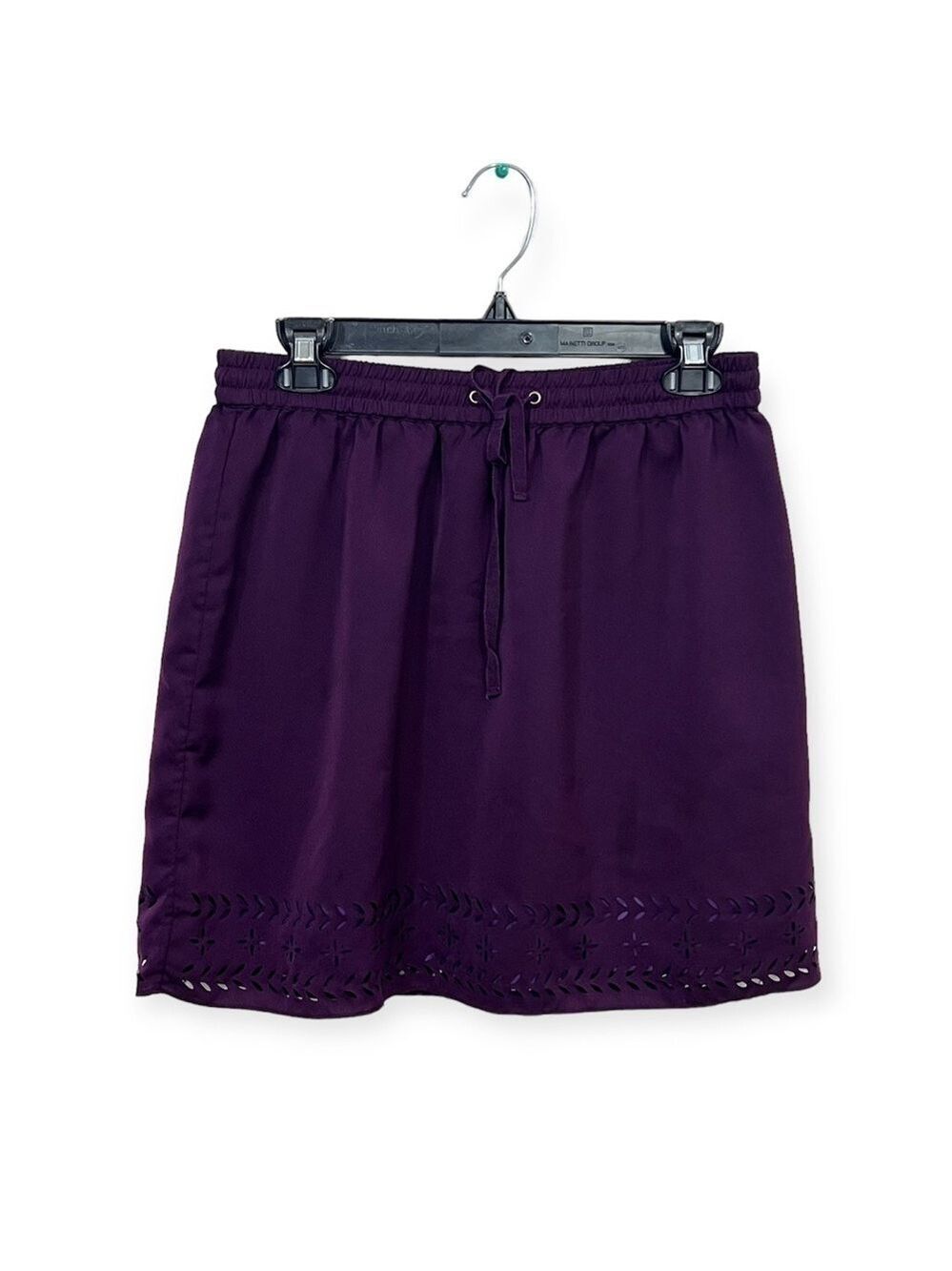 J Crew Maroon Skirt Elastic Drawstring & Laser Cut Size 4